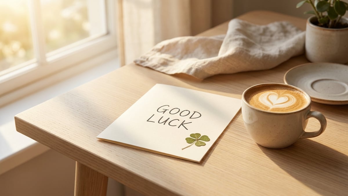 A good luck card with a four leaf clover