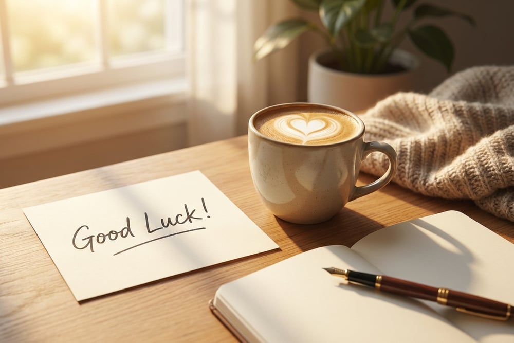 A good luck card with a four leaf clover