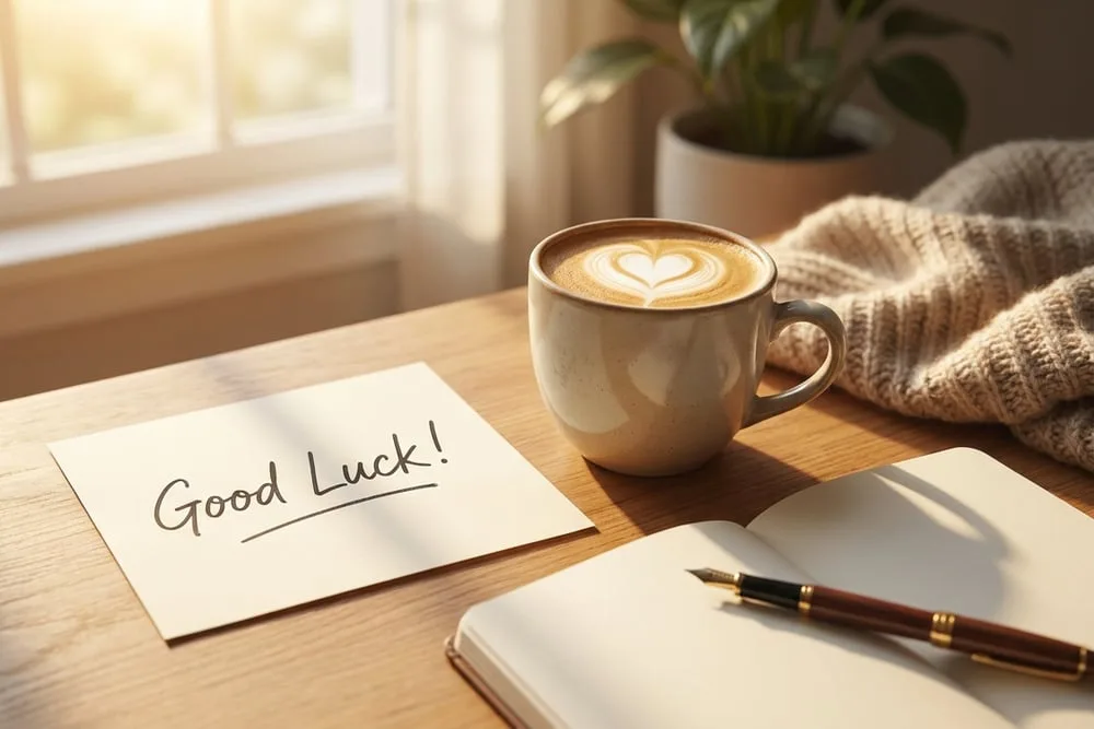 A good luck card with a four leaf clover