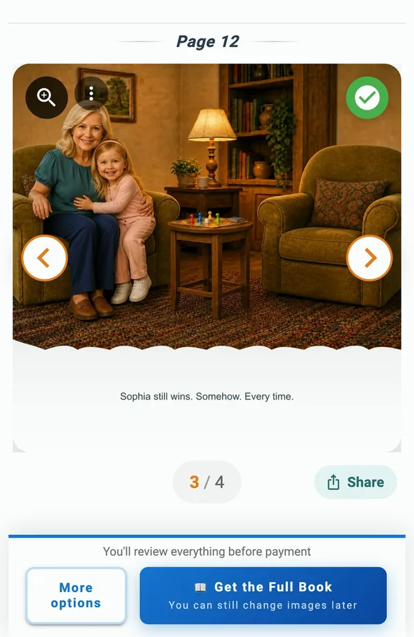 La página terminada con la abuela y la niña dibujadas a partir de la foto