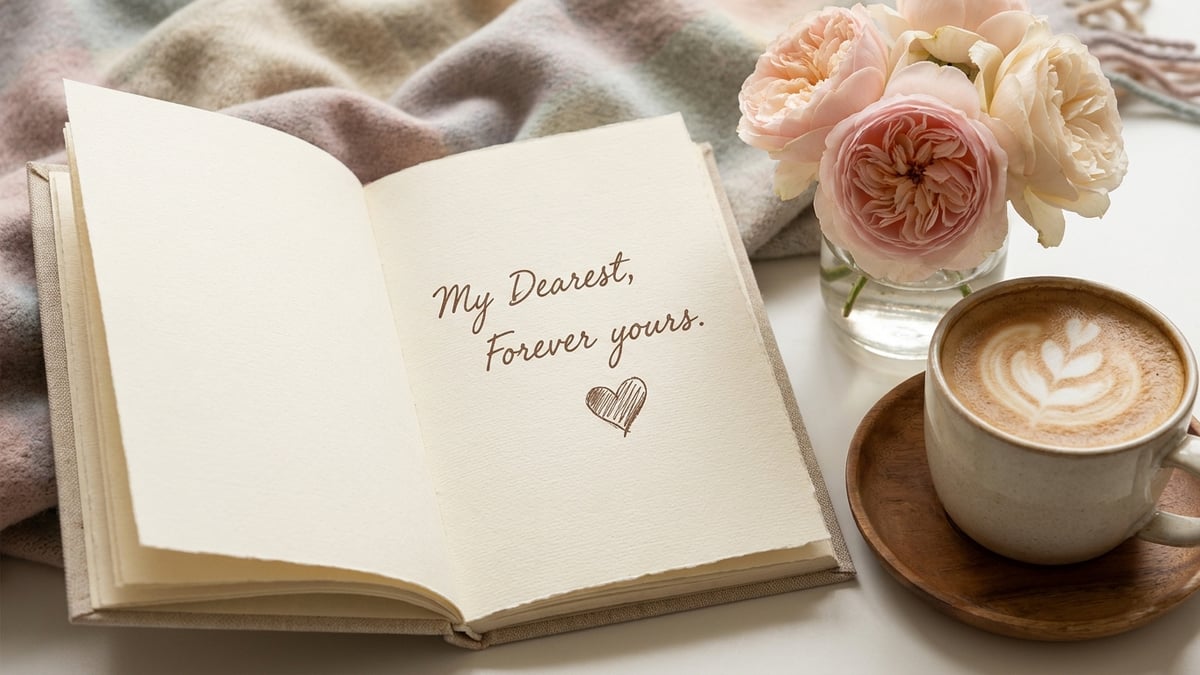 A handwritten love note with a heart