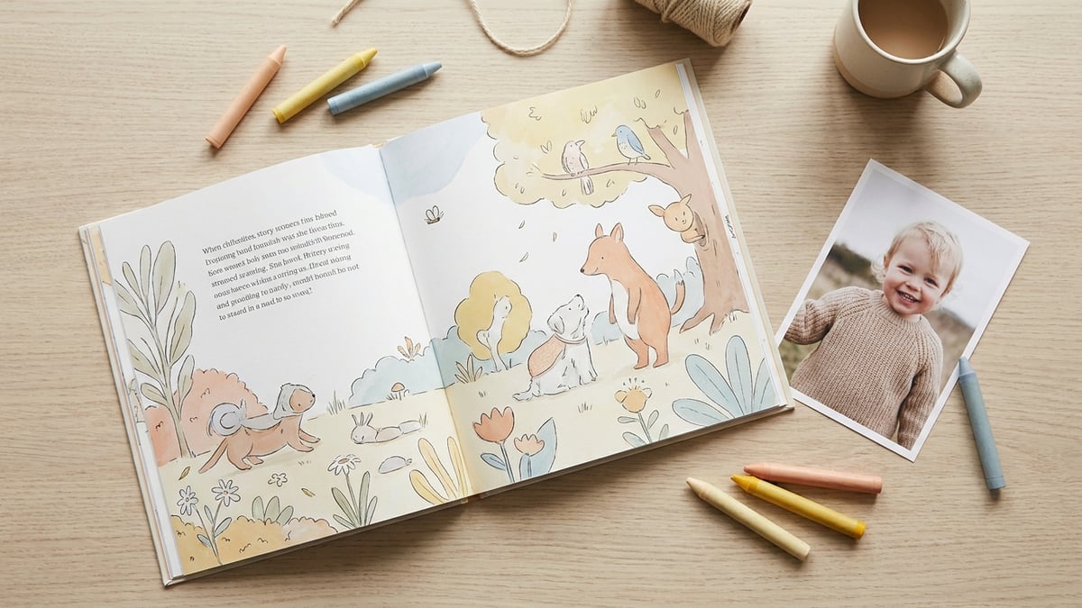 A child's photo being turned into a storybook illustration