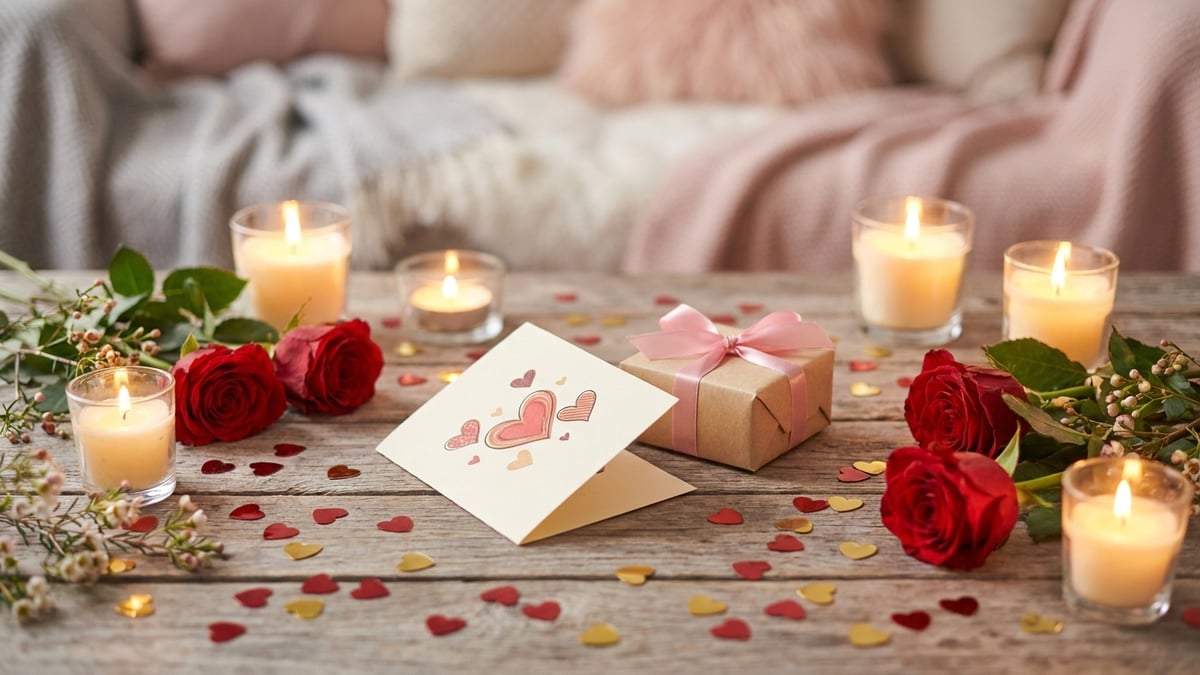 A Valentine's card with hearts