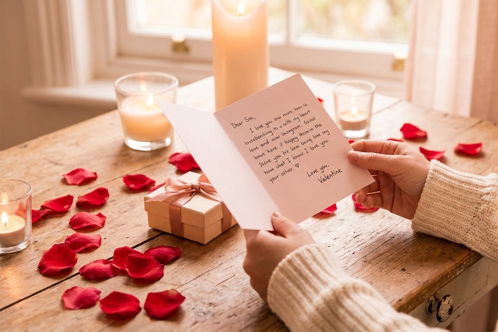 A Valentine's card with hearts
