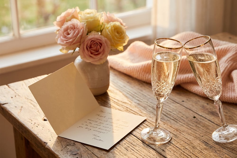 An engagement card with a ring box